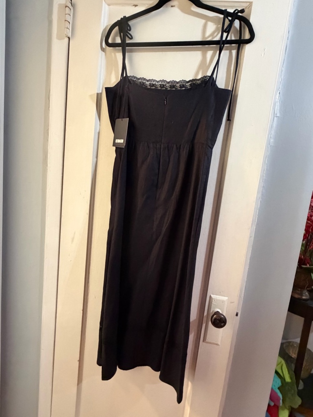 NWT Reformation Wyoming Linen Dress Black Midi 8 - Picture 6 of 14